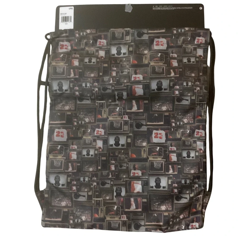 Jordan Sackpack Unisex O/S Black Multi New TV Print Graphic 9A0757-K90 17.5x13.5